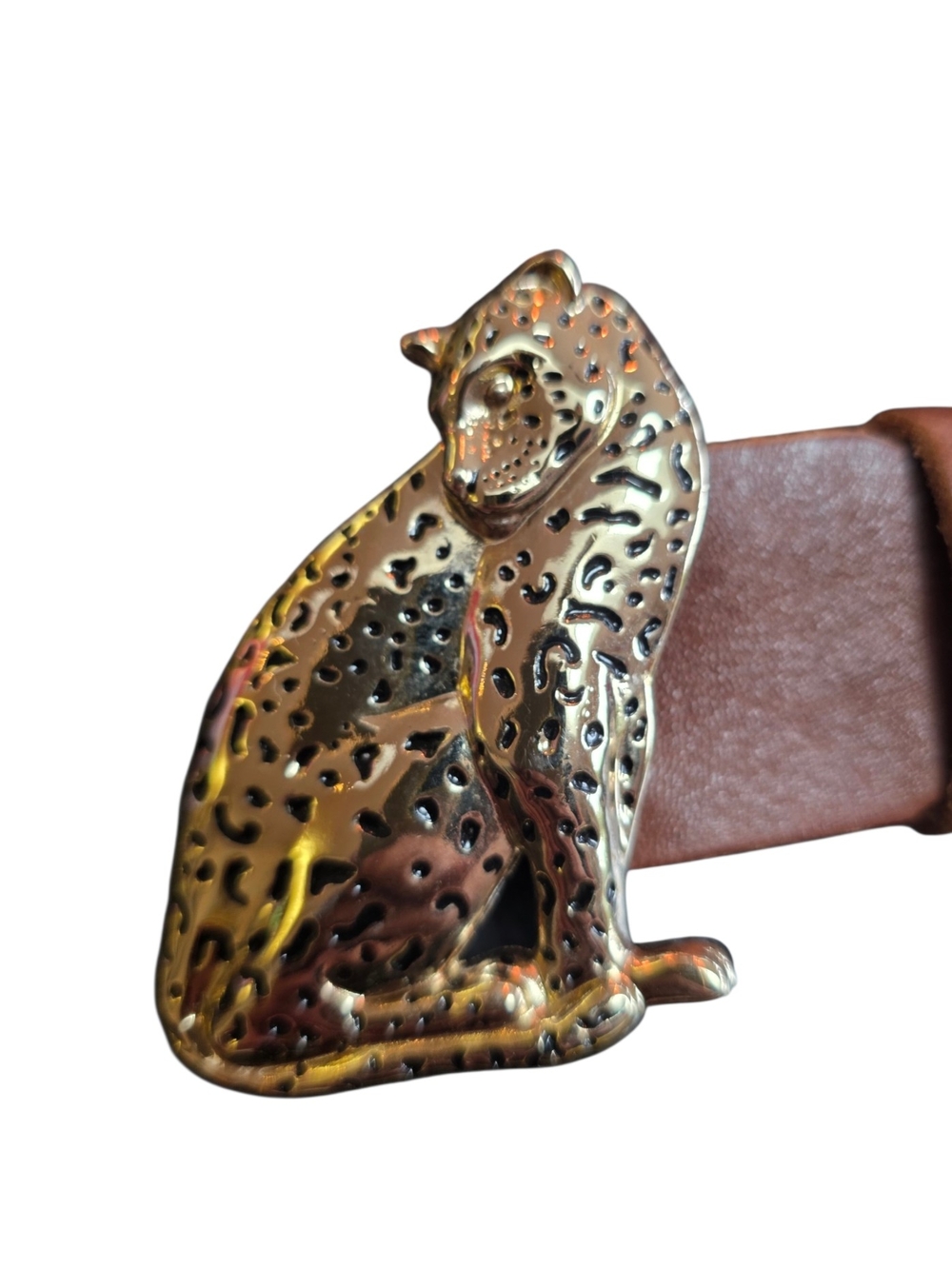 Disney Encanto Veléz Leopard Leather Belt | Gold Tone Jaguar Buckle